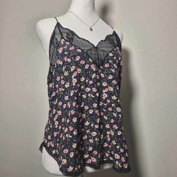 Zadig & Voltaire NWT Christy Anemone Floral Print Racerback Coquette Lace Tank L - Picture 1 of 12